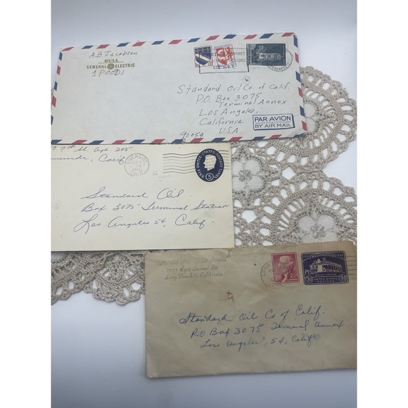 Vintage 1964 Standard Oil Company Envelopes With Postmarks And Stamps Set Of 3